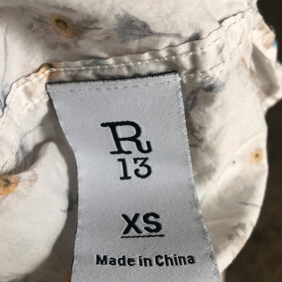 R13 floral button down cotton print blouse XS casual - Picture 4 of 6